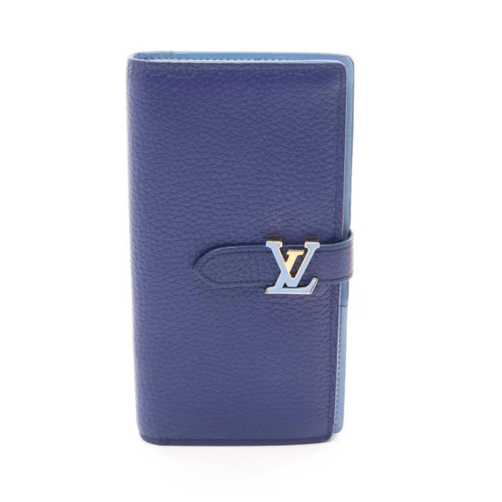 Louis Vuitton LV Vertical Wallet Bi fold Long Leather Blue